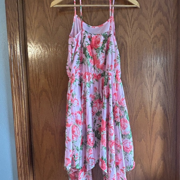 Place Pink and Orange Asymmetrical Pleated Sundress - Picture 4 of 6